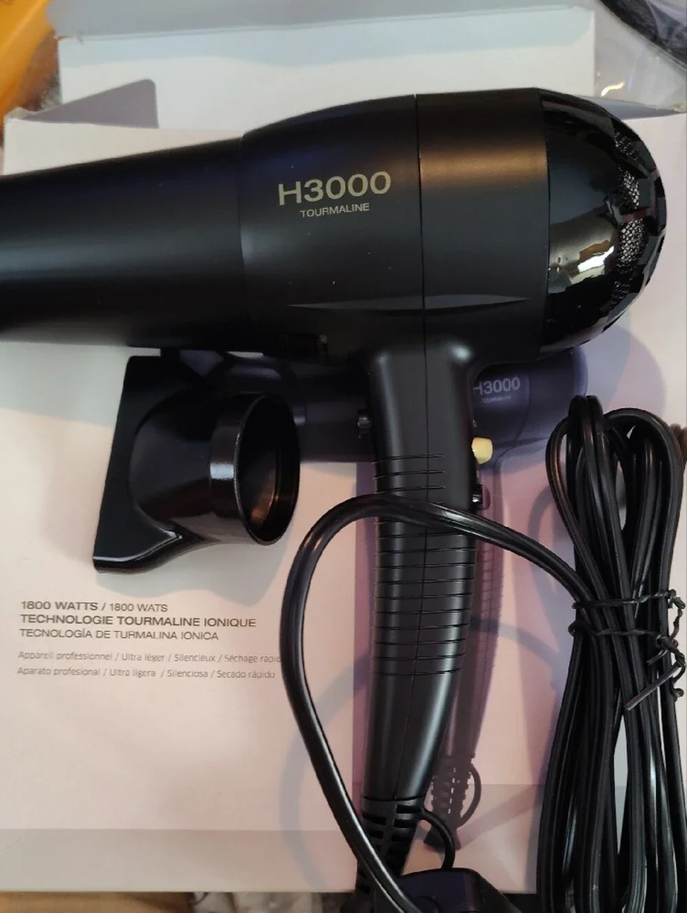 H3000 Black Professional Hair Dryer - Ionic Styling